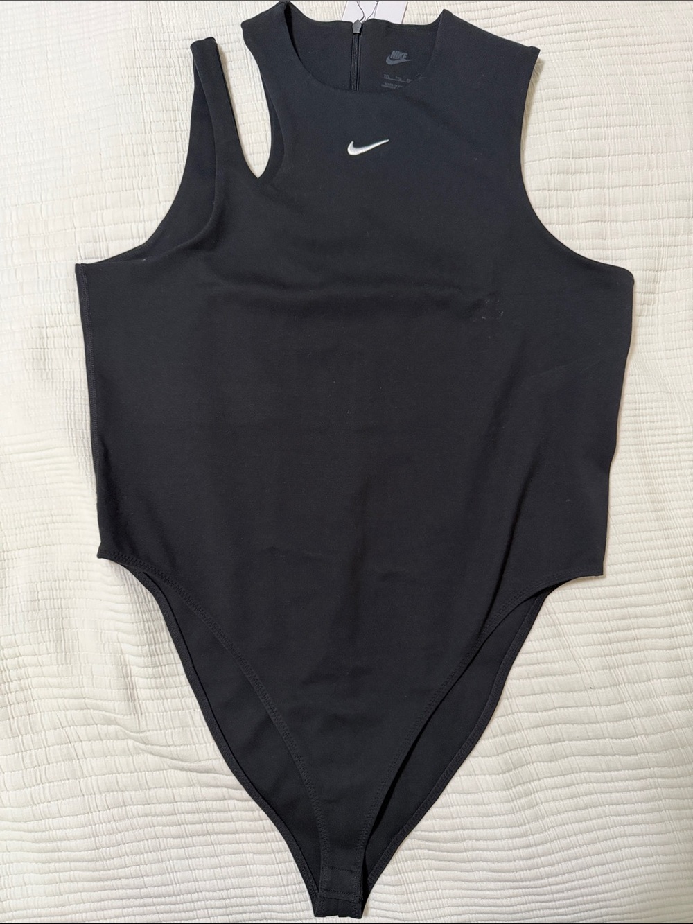 Nike Black Sleeveless High-Neck Bodysuit with White Swoosh